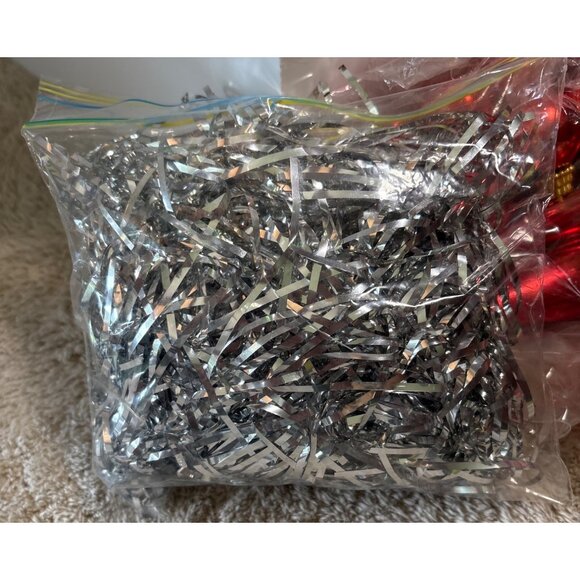 Red & Silver & Multicolor Christmas Ornament Bundle Mini Presents, Balls Tinsel - Picture 3 of 11